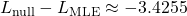 L_{\text{null}} - L_{\text{MLE}} \approx -3.4255