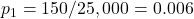 p_1 = 150 / 25,000 = 0.006