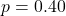 p = 0.40