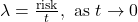  \lambda = \frac{\text{risk}}{t}, \ \text{as} \ t \rightarrow 0 