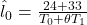 \hat{l}_0 = \frac{24 + 33}{T_0 + \theta T_1}