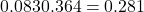 0.083 − 0.364 = −0.281
