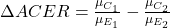  \Delta ACER = \frac{\mu_{C_1}}{\mu_{E_1}} - \frac{\mu_{C_2}}{\mu_{E_2}} 