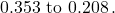 −0.353 \text{ to } −0.208\,.