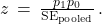 z \,=\, \frac{p_1 − p_0}{\text{SE}_{\text{pooled}}}\,.